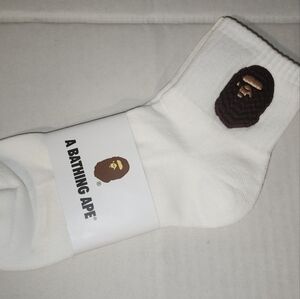 A Bathing Ape White Casual Socks